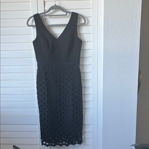 White House Black Market Black Textured Midi Dress